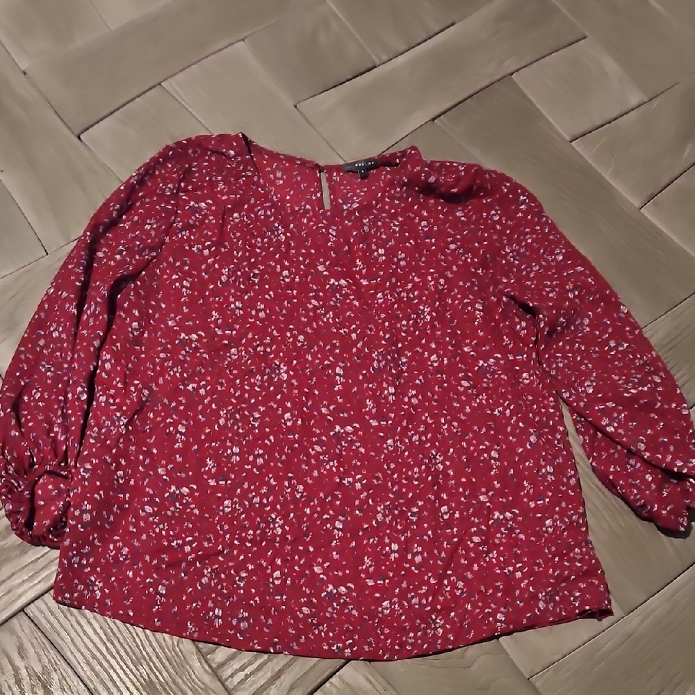 West Kei Burgundy Floral Blouse